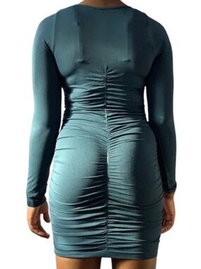 Azure/Blue Scrunch Sexy Fit Long Sleeve Dress